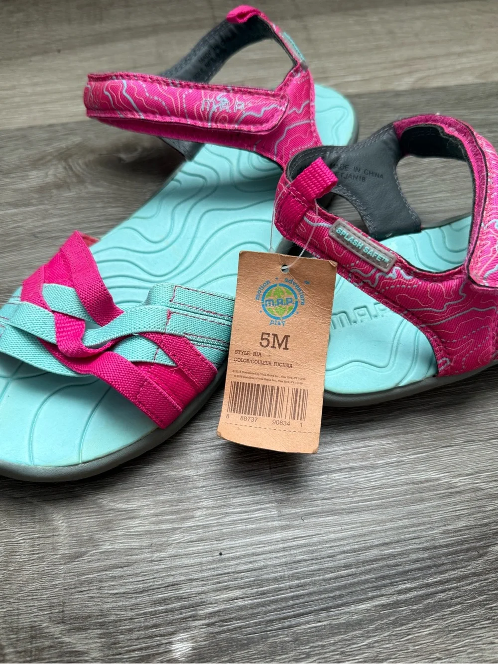 M.A.P Girls Sandals New Pink & Aqua Sport Sandals